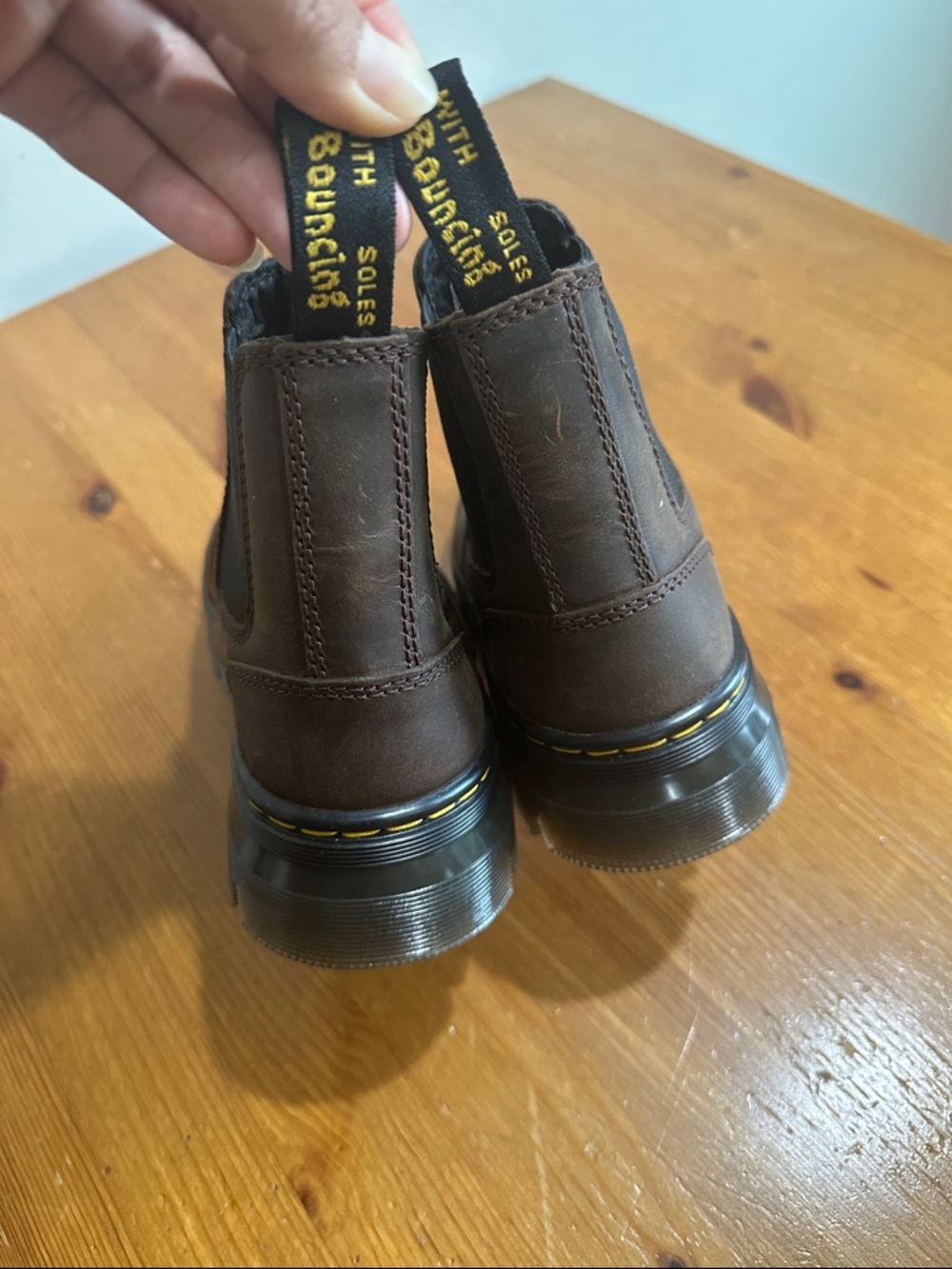 Dr. Martens Brown Leather Chelsea Boot with Yellow Stitching - Picture 10 of 10